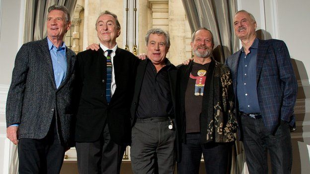 Monty Python members Michael Palin, Eric Idle, Terry Jones, Terry Gilliam and John Cleese
