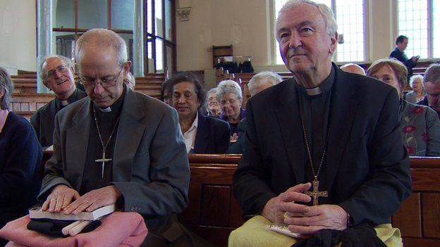 The Archbishop of Canterbury Justin Welby and Cardinal Vincent Nichols the Archbishop of Westminster