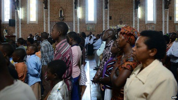 Mass at Sainte-Famille Catholic church in Kigali