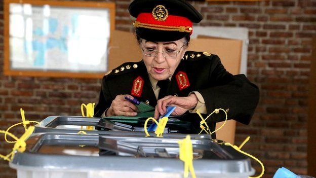 General Sohaila Sediq, a prominent military doctor casts her vote in Kabul