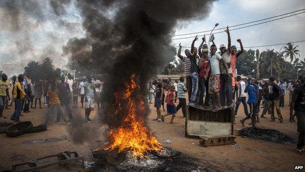 A protest against then-CAR ruler Michel Djotodia in Bangui on 17 November 2013