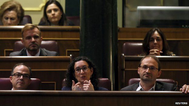 Representatives of Catalan Parliament in Madrid parliament on 8 April 2014