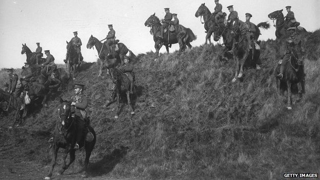 The Canadian cavalry undergo training at Shorncliffe during World War One