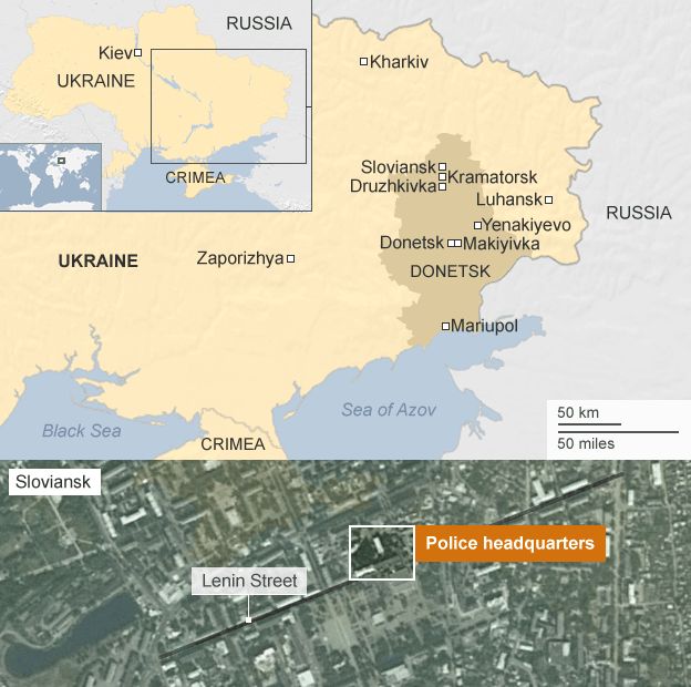 Map of eastern Ukraine, Donetsk region