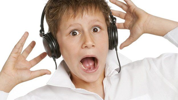 Boy wearing headphones