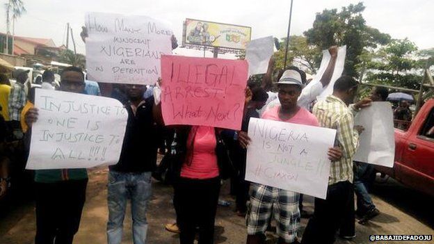 A photo of a protest to release Yusuf Siyaka Onimisi in Lagos