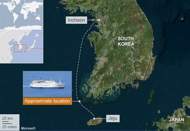 South Korea Ferry Hundreds Missing As Ship Sinks Bbc News