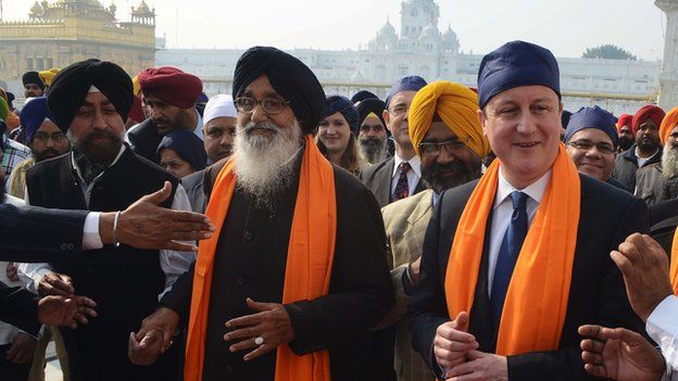 David Cameron with Punjab State Chief Minister Parkash Singh Badal