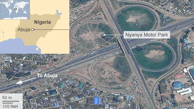 Satellite image showing Nyanya motor park