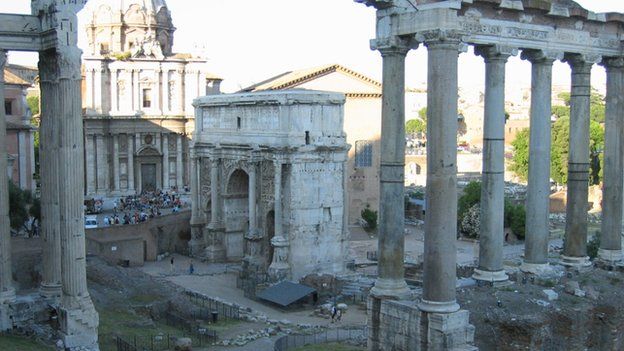 The ruins of Forum Romanum in Rome