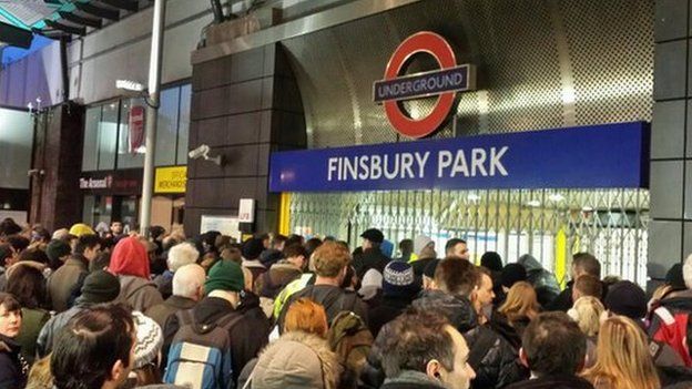 Crowds at Finsbury Park Tube station
