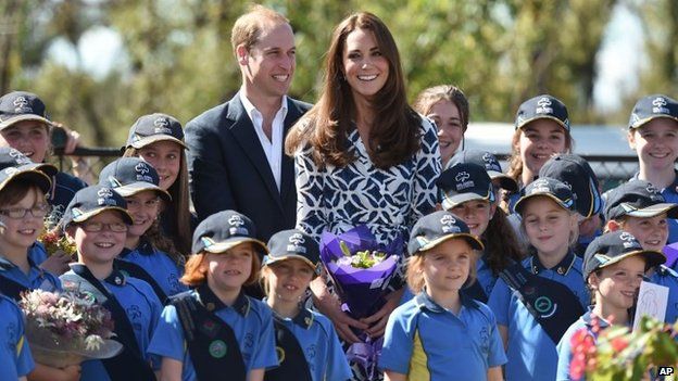 Duke and Duchess of Cambridge with girl guides