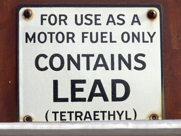 Sign: "For use as a motor fuel only, contains lead (tetraethyl)"