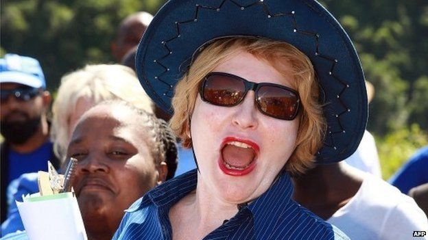 South African opposition leader Helen Zille in Welbedacht, Durban, on 5 April 2013