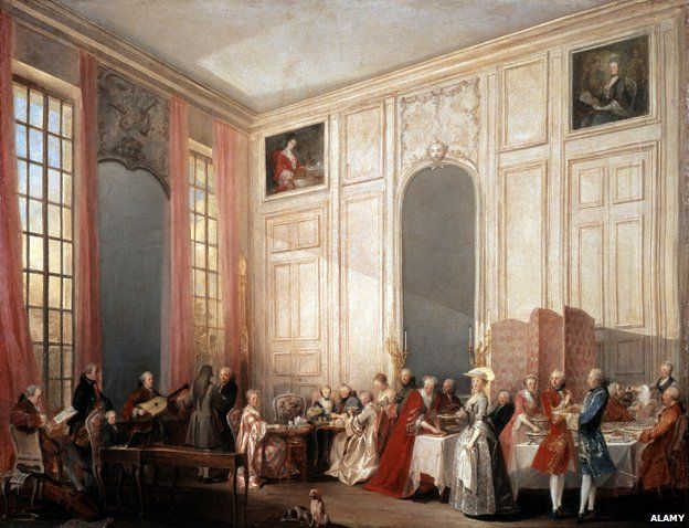 Le The a l'Anglaise' (Tea served in the English fashion in the salons of the Four Mirrors, Palace of the Temple, Paris, 1764).