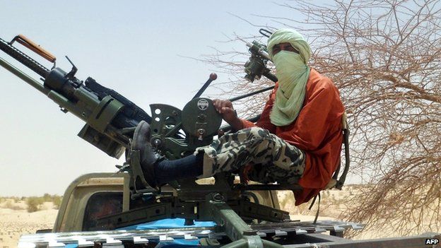 An Islamist rebel is pictured on near Timbuktu, in rebel-held northern Mali