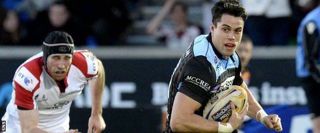 Sean Maitland scores a try for Glasgow Warriors against Ulster