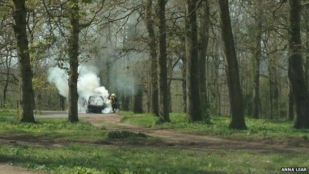 Car fire at Longleat