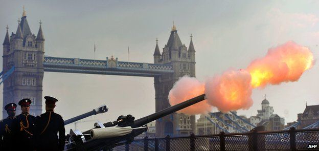 Royal salute at the Tower of London