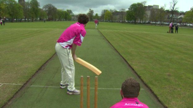 Armagh Cricket Club players wearing pink
