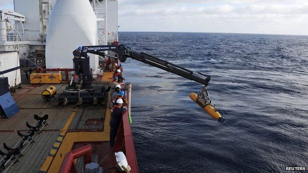 The Australian Defence Vessel Ocean Shield drop the US Navy’s Bluefin-21 into the Indian Ocean - 15 April 2014