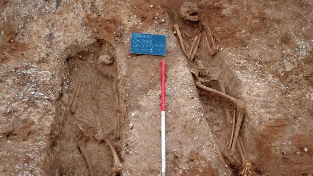 Skeletons found by Anglian Water dig in Suffolk