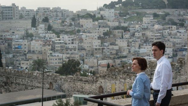 Ed Miliband and his wife Justine are shown around the Old City of Jerusalem, Israel