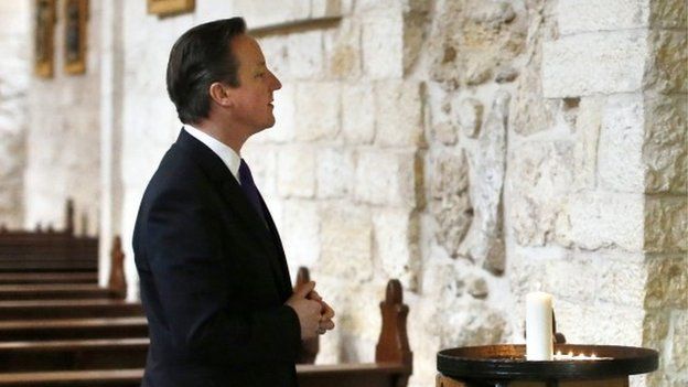David Cameron visits the Church of the Nativity in the West Bank town of Bethlehem