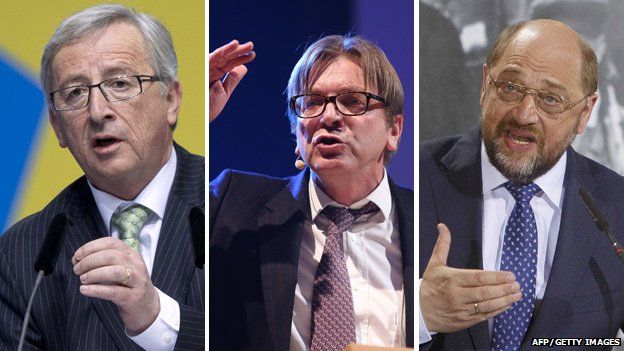 Three of the top rivals to head the Commission (from left): Jean-Claude Juncker, Guy Verhofstadt and Martin Schulz