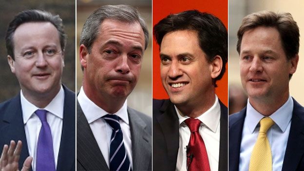 David Cameron, Nigel Farage, Ed Miliband and Nick Clegg