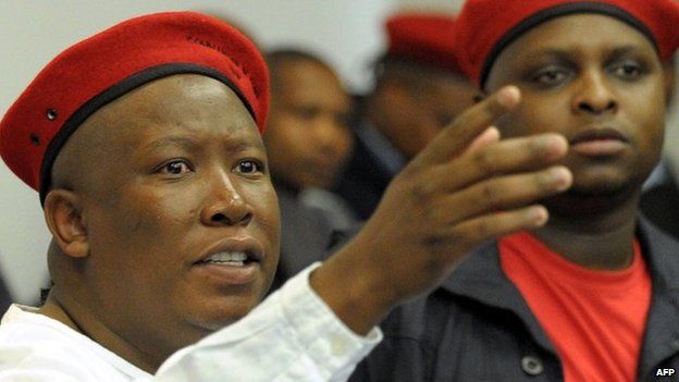 Julius Malema speaks as he launches his Economic Freedom Fighters party in Johannesburg, South Africa on 11 July 2013