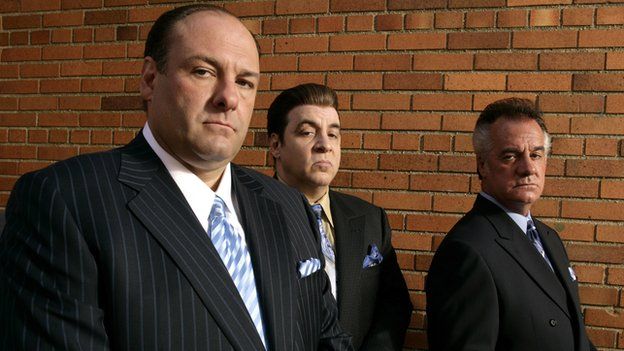 James Gandolfini (l) with fellow Sopranos cast members Steven Van Zandt and Tony Sirico