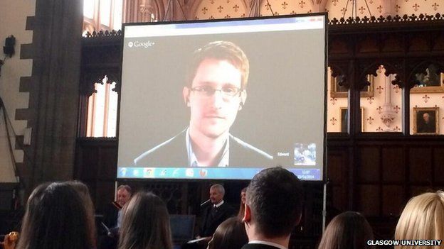 Edward Snowden on video link at Bute Hall