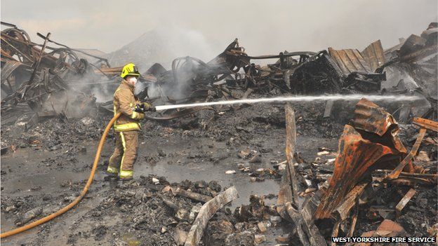 Firefighters to remain at Armley fire site for fourth day - BBC News