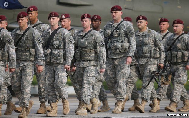 US paratroopers arrive in Swidwin, Poland for exercises, 23 April