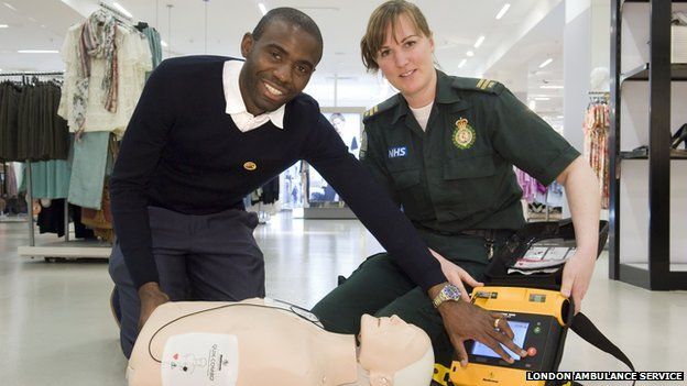 Fabrice Muamba and Sam Wilcox, a community resuscitation trainer