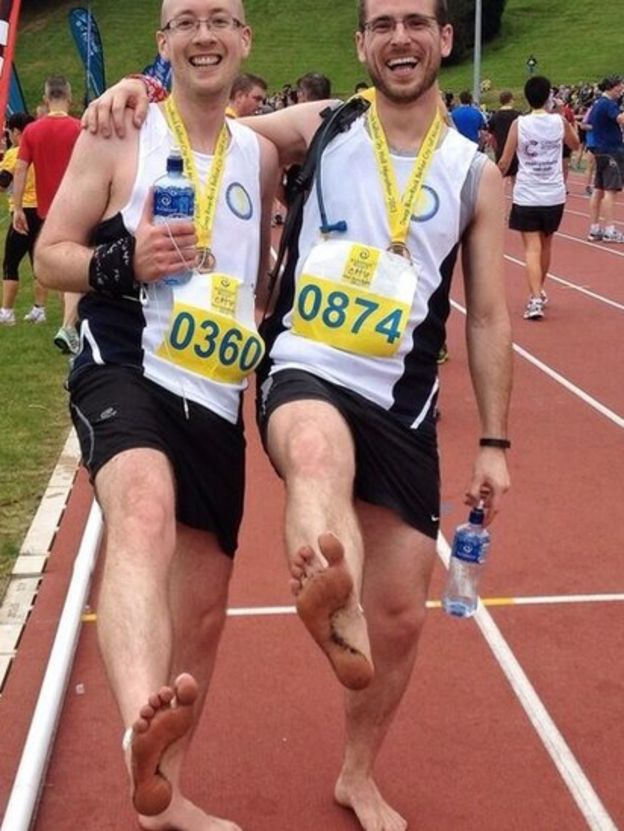 Belfast Marathon Pair to run in bare feet BBC News