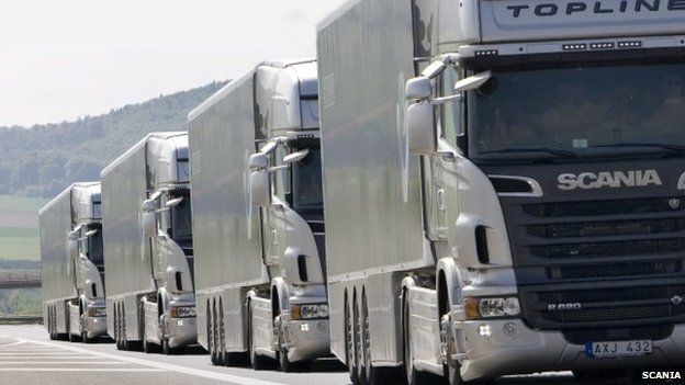 Scania lorry convoy