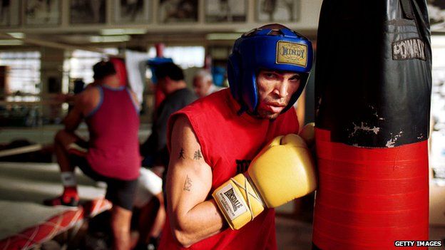 Anthony Mundine pictured in his gym in 2000