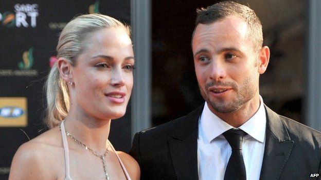 Oscar Pistorius and Reeva Steenkamp at an awards ceremony in Johannesburg - 14 February 2013
