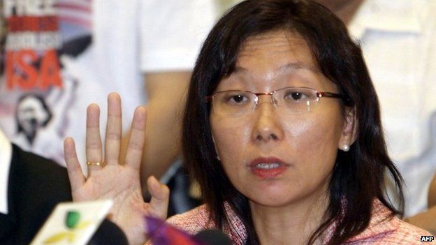 This file photo taken on September 19, 2008 shows Malaysian opposition politician Teresa Kok holding a news conference