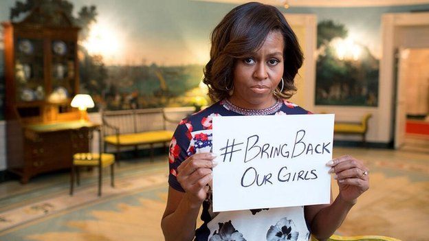 Michelle Obama tweets a picture of herself highlighting the #BringBackOurGirls campaign