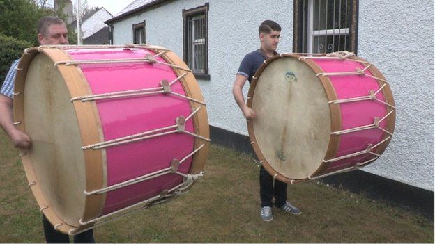 Pink lambeg drums