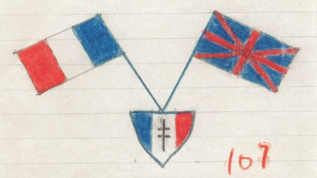 French and British flag in illustration