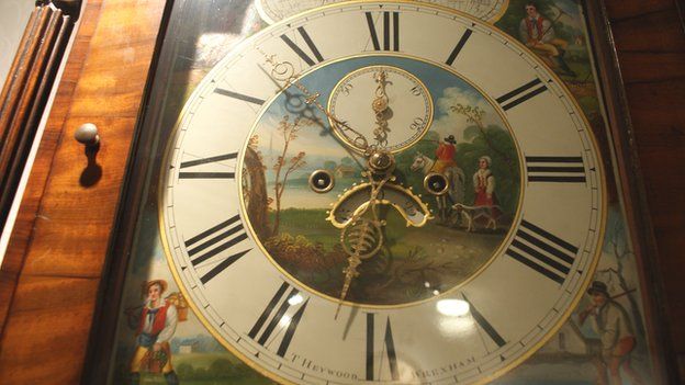T Heywood clock face