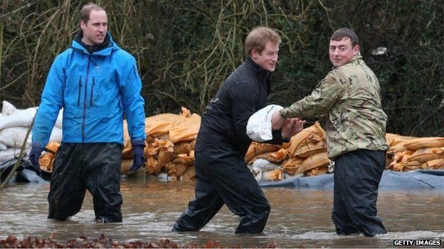 Prince William and Harry help flood effort in Berkshire