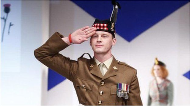 Pte Mark Connolly on the catwalk at New York Tartan Week in 2010