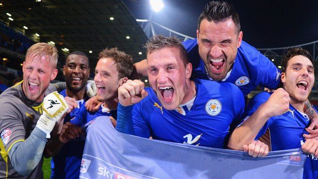 Leicester City celebrate promotion