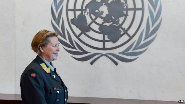 Major General Kristin Lund at the UN in New York, 12 May
