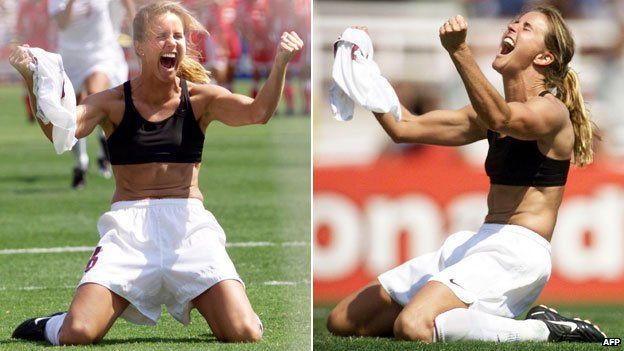 Why Women's World Cup champion Brandi Chastain bared her bra - BBC News